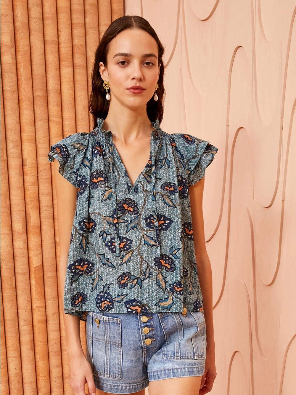 Ulla Johnson Annie Top in Cornflower